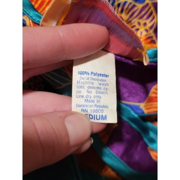 VTG INHIBITIONS~FLATTERING-SATIN CHEMISE~flair~Medium Runs Nightie Floral Bright - Picture 6 of 6